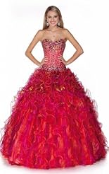 Chiffon/Taffeta/Tulle Crystal Applique Flowy Lace Beaded Crystals Prom Dress 