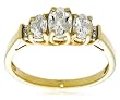 10k Yellow Gold April Birthstone 3-Stone White Topaz with Diamond-Accent Ring, Size 7