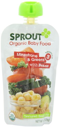 Sprout Organic Foods, Stage 3 Pouch, Minestrone and Greens with Beans, 4.5 Ounce (Pack of 5)
