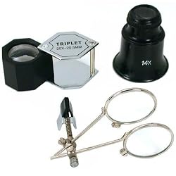3 3.3x 10x Jeweler Loupe Eyeglass Magnifier Stamp Tools