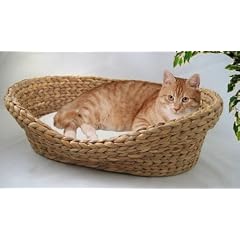 Tierbett aus Wasserhyazinthe, Farbe:Korb natur - Kissen rohwei�; Gr��e:ca. B72 x T56 x H17 cm