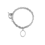 Sterling Silver Oval Charm Locket Toggle Bracelet