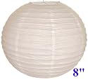 White Chinese/Japanese Paper Lantern/Lamp 8" Diameter - Just Artifacts Brand