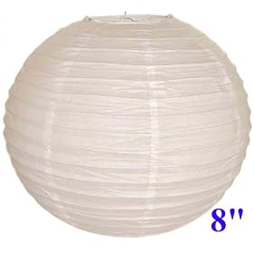 White Chinese Japanese Paper Lantern Lamp 8 Diameter - Just Artifacts Brand by 