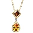 14K Yellow Gold Citrine and Diamond Pendant