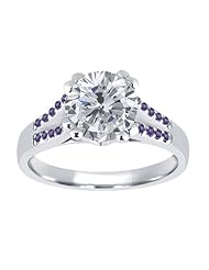 1.20 Ct Round H/I Diamond Purple Amethyst 14K White Gold Ring