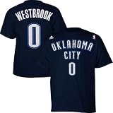 adidas Oklahoma City Thunder #0 Russell Westbrook Navy Blue Net Player T-shirt (X-Large)