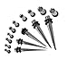 15 Pieces Gauges Kit Taper and Plugs Pairs of Plugs with single Tapers sizes 12G,10G,8G,6G,4G,2G,0G,00G