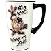 Spoontiques 12611 14-Ounce Ceramic Travel Mug - Looney Tunes Taz Tasmanian Devil - "I'm a beast without my coffee"