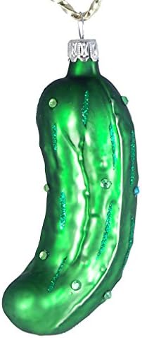 Glass German Pickle (dark green matte, with crystals)