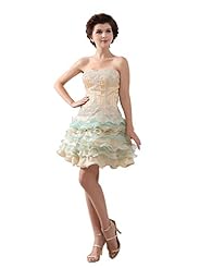 Sweetheart Organza Cocktail Short Applique  Party Dress  With Ruffles