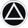 Circle Triangle Sobriety Patch Embroidiered Iron-On Sober Emblem Black White Glow in Dark