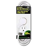 TRC 90508 Flatplug Ultra Thin Profile 3 Wire Cord 10' 16/3 White