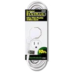 TRC 90508 Flatplug Ultra Thin Profile 3 Wire Cord 10-Foot 16/3 White