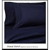 Royal Hotel's 1200 Thread Count 4pc King Size Bed Sheet Set 100% Egyptian Cotton, Sateen Stripe, Deep Pocket, 1200 TC, Stripe Navy Blue