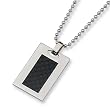 Black Carbon Fiber and Stainless Steel Dog Tag with 24" Chain