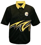 NFL Men's Pittsburgh Steelers "Slash" Button-Down Shirt (Black/Gold, Small)