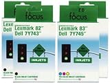 Reman Dell 7Y743 & 7Y745 Ink Cartridges * Pack of 4 * (2 Black, 2 Color) for A940 and A960 Printers