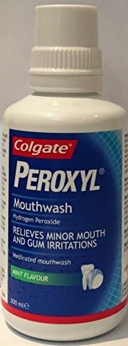 THREE PACKS of Colgate Peroxyl Mouthwash Medicated Mouthwash Mint Flavour 300ml by Peroxyl
