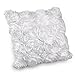 VivReal White Satin Rose Flower Square Pillow Cushion Pillowcase Case Cover 42x42cm