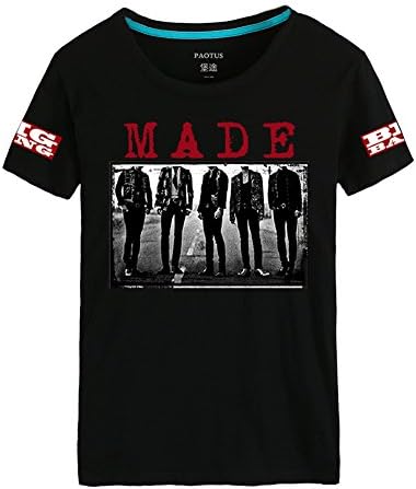 Kpop Bigbang Top Music Fan Made Summer T-shirt Gdragon KPOP YG Goods Tees (US S=Asia L, Black)