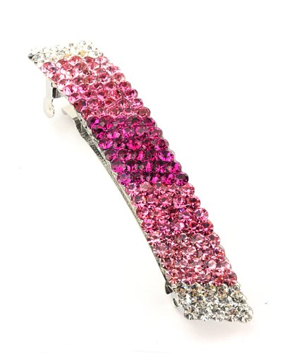 Women's Rhinestone Metal Hair Barrette Clip Hair Pin Antique Silver IMB2080