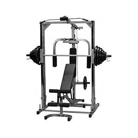 Smith machine plate load W/FID Bench & 175 LB Plates & Gym Mat