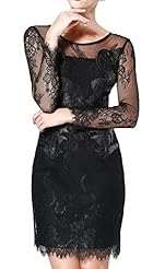 Sexy Polyester/Tulle Floral Print Sheer Mesh Bodycon Dress/Mini Dress 