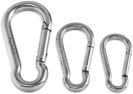 Stainless Steel Spring Snap Hook Carabiner 3/16" to 5/16" - 50mm to 80mm - Grade 316 SS
