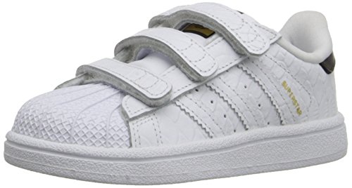 adidas Originals Superstar CF I Kids Shoe (Infant/Toddler),White/White/Black,9 M US Toddler
