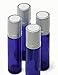 Glass Roller Bottles Cobalt Blue 10 ml 8 Pack with Silver Caps and 25 Removable Labels