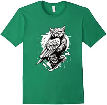 Men's Owl Pyramid Secret Illuminati T-Shirt Owl Conspiracy Shirt XL Kelly Green