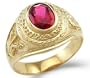 Size- 12.5 - New Solid 14k Yellow Gold Mens Large Fashion Ruby Ring