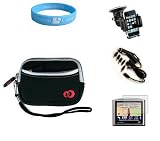 GPS Combo Kit: Durable Protective Carry Case for TomTom GO 630 730 740 2405TM XL 325S 4.3 inch Widescreen GPS + Screen Protector + Multi Adapter Car Charger + GPS Car Mount + Wristband (Black Glove)