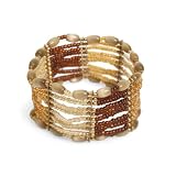 Glass Beads Brown Bracelet-Large Border Beads 'No-Sweat Bracelet [Large Border Beads - Brown]'