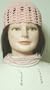 Twelve Strand Light Pink Pearls Short Chain Necklace Earrings Offered with Hand Crocheted Pink Gimp Skull Cap