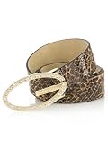 Guess - GUESS Leopard print Belt with Oval Rhinestone