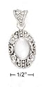 Sterling Silver 9x13mm Mother Of Pearl Pendant With Filigree Border Bail - Guaranteed Delivery by De