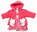 Baby Girls Winter Coat with T Shirt Vest and Dress (Pink 3 Piece Set) (3/6 months)
