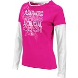 Reebok San Francisco 49ers Women's Breast Cancer Awareness Laced Up Layered T-Shirt Medium