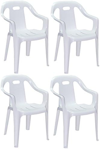 Deluxe Plastic Stackable Indoor/ Outdoor Patio Chair (4)