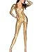 Sorrica Trendy Women's Sexy Catsuit Leather Zip up Clubwear Stripper (One-size, Golden)