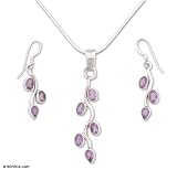 Amethyst jewelry set, 'Purple Rose' 16.3 L