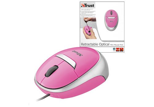 Trust Optical Mini Mouse Pink With Retractable Cable