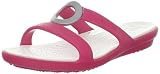 crocs Women's Sanrah T-Strap Sandal,Raspberry/Oyster,8 M US