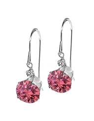 1.83 Ct Round Pink Diamond White Diamond 14K White Gold Earrings