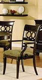 Set of 2 Dining Arm Chairs with Interlocking Circle Back in Brown Finish