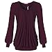 Simier Fariry Women's Pleated Front Tunic Long Sleeve Mesh Blouse Tops