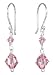 Sterling Silver Crystallized Swarovski Elements Bicone 3mm and 6mm Drop Earrings in Birthstone Color Oct. Pink Tourmaline