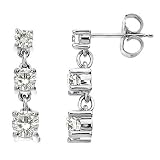 14k White Gold Three-Stone Diamond Earrings (H/I1, 1 ct. tw.)